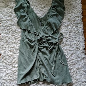 Anthropologie Green Wrap Dress